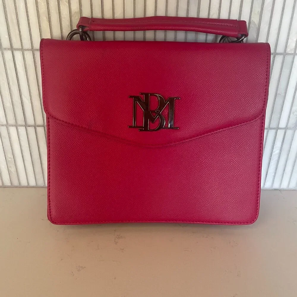 Badgley Mischka Pink Vegan Leather Top Handle Satchel, Removable Shoulder Strap‎